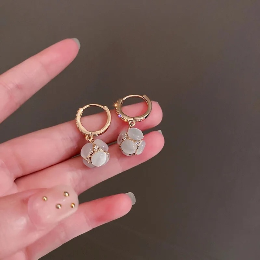 New DAINTY 14K GOLD STAINLESS STEEL OPAL CALI EARRINGS - Picture 3 of 8